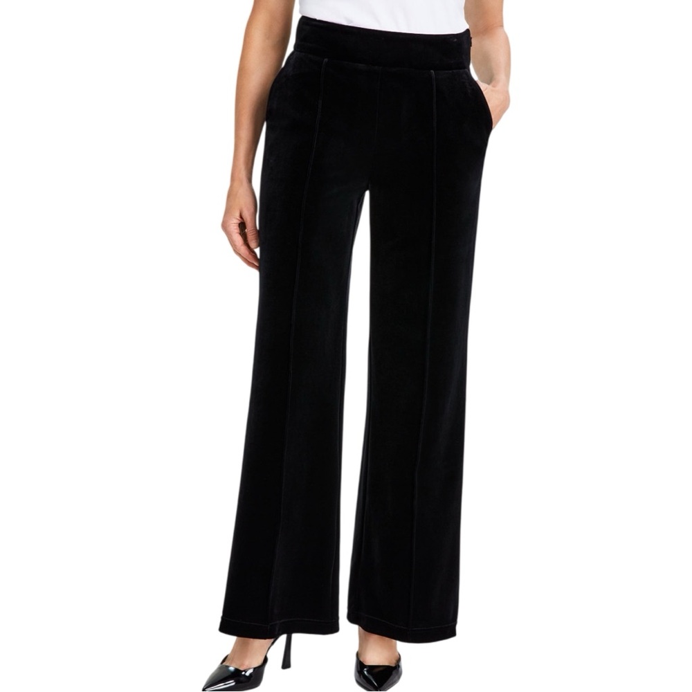 INC International Concepts Women's High-Rise Velvet Wide-Leg Pants Macy’s Plus